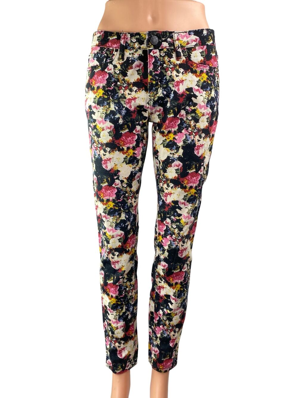 Urban Outfitters BDG Multicolor Floral Mid Rise Skinny Leg Denim Jeans Pants 28